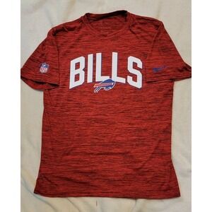 BUFFALO BILLS ON FIELD NIKE TEE DRI-FIT RED STRIPED T SHIRT MENS SIZE MEDIUM-EUC